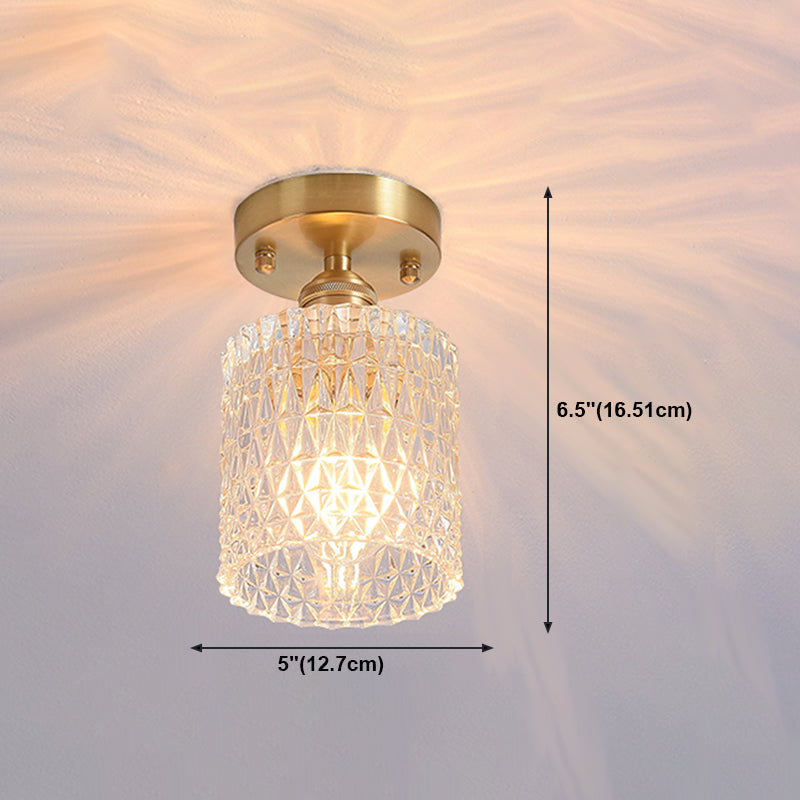 Shaded Glass Semi Flush Mount Light Fixture Nordic Style Brass Semi Flush Light Fixture