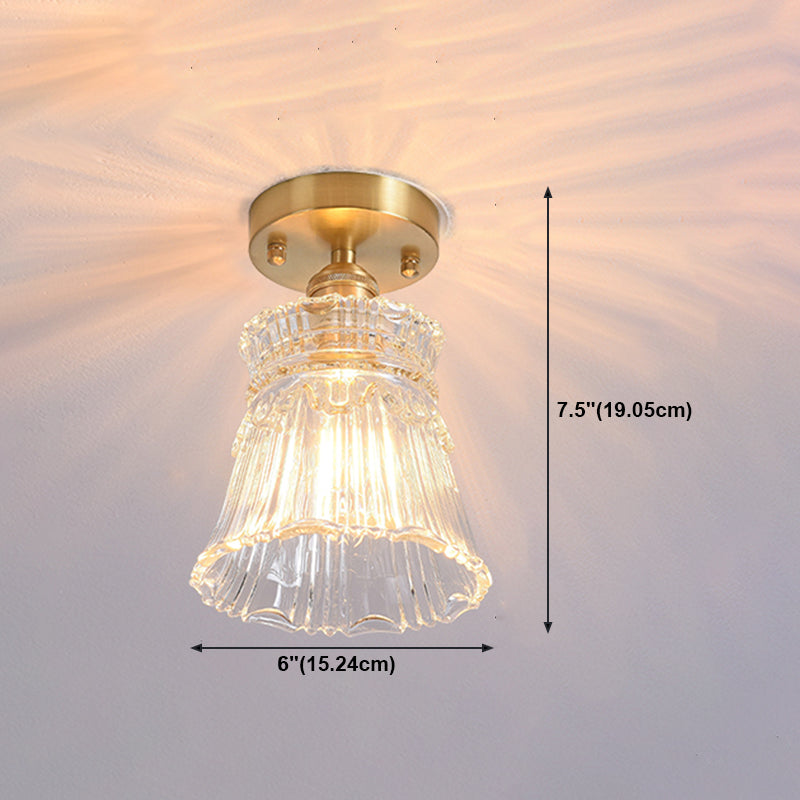 Shaded Glass Semi Flush Mount Light Fixture Nordic Style Brass Semi Flush Light Fixture