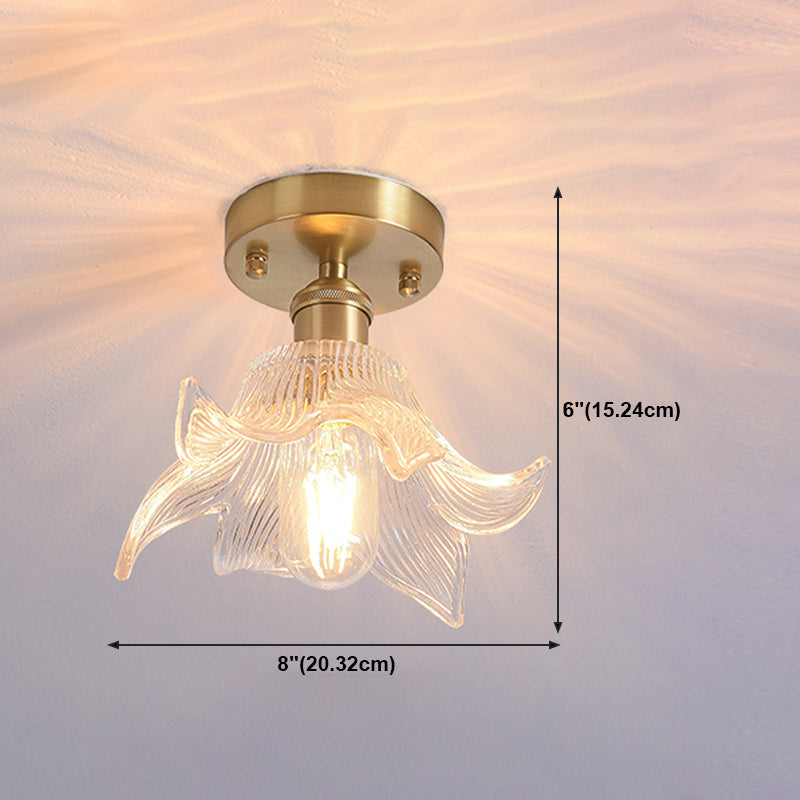 Shaded Glass Semi Flush Mount Light Fixture Nordic Style Brass Semi Flush Light Fixture