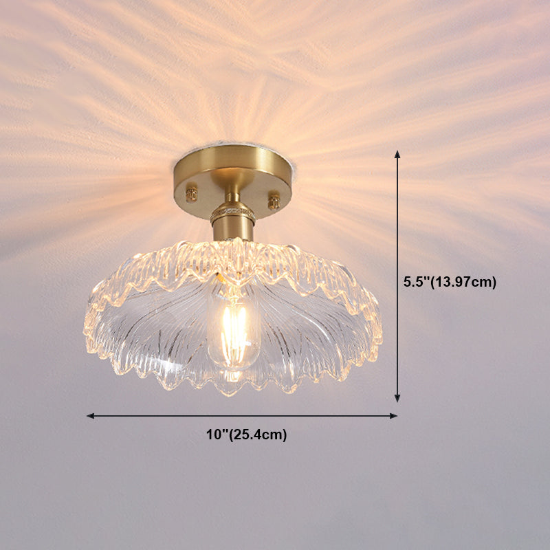 Shaded Glass Semi Flush Mount Light Fixture Nordic Style Brass Semi Flush Light Fixture