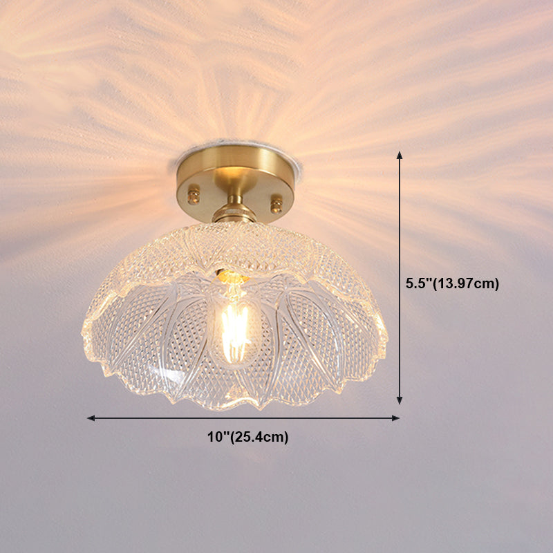 Shaded Glass Semi Flush Mount Light Fixture Nordic Style Brass Semi Flush Light Fixture