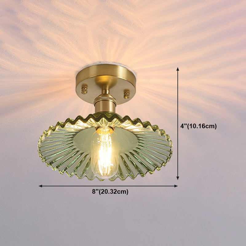 Shaded Glass Semi Flush Mount Light Fixture Nordic Style Brass Semi Flush Light Fixture