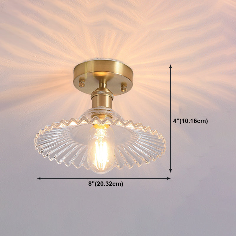 Shaded Glass Semi Flush Mount Light Fixture Nordic Style Brass Semi Flush Light Fixture