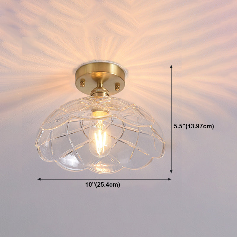 Shaded Glass Semi Flush Mount Light Fixture Nordic Style Brass Semi Flush Light Fixture
