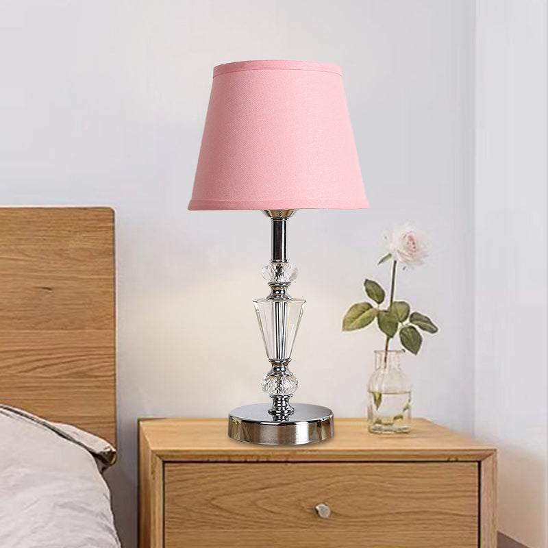 Cono de tela/campana panel Luz modernista 1 cabeza lámpara de escritorio pequeña en rosa/beige para sala de estar