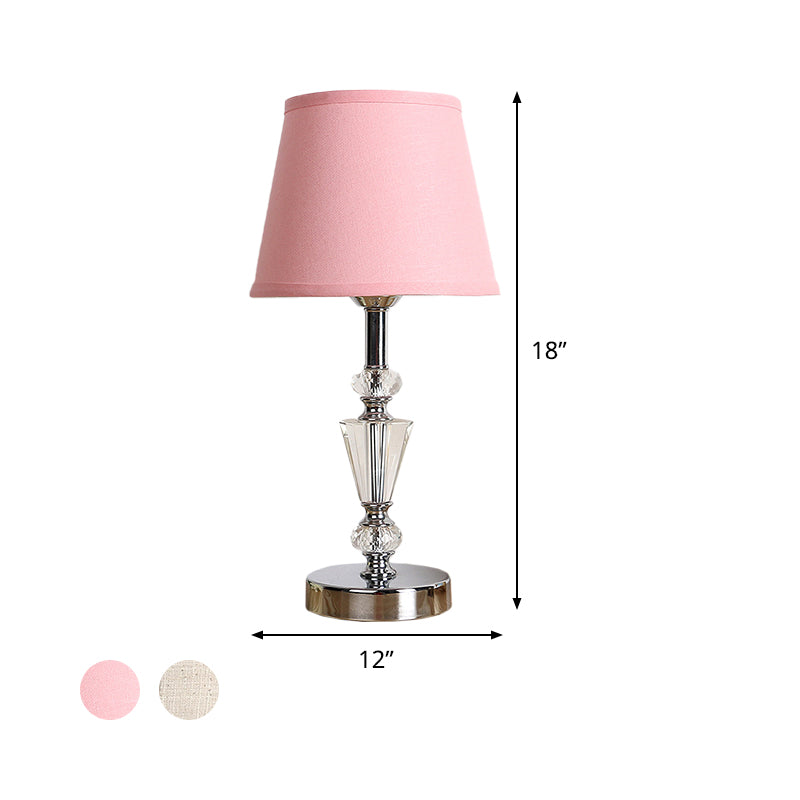 Cono de tela/campana panel Luz modernista 1 cabeza lámpara de escritorio pequeña en rosa/beige para sala de estar