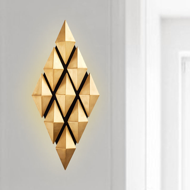 Lámpara de pared LED elegante moderna con sombra metálica Gold Diamond Spl Sponce Lighture con luz cálida/blanca, 23 "/31" de ancho