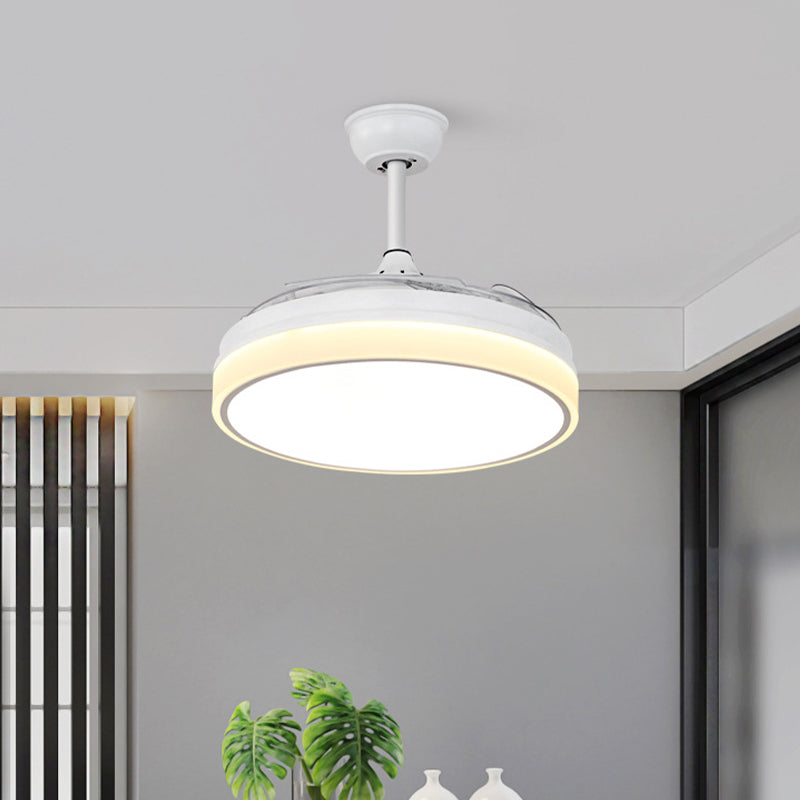 Circle Dining Room Lüfter Lampe Moderne Metall LED 42 "W White Semi Flush Mount Leuchte mit 4 klaren Klingen, Fernbedienung/Frequenzumwandlung und Fernbedienung