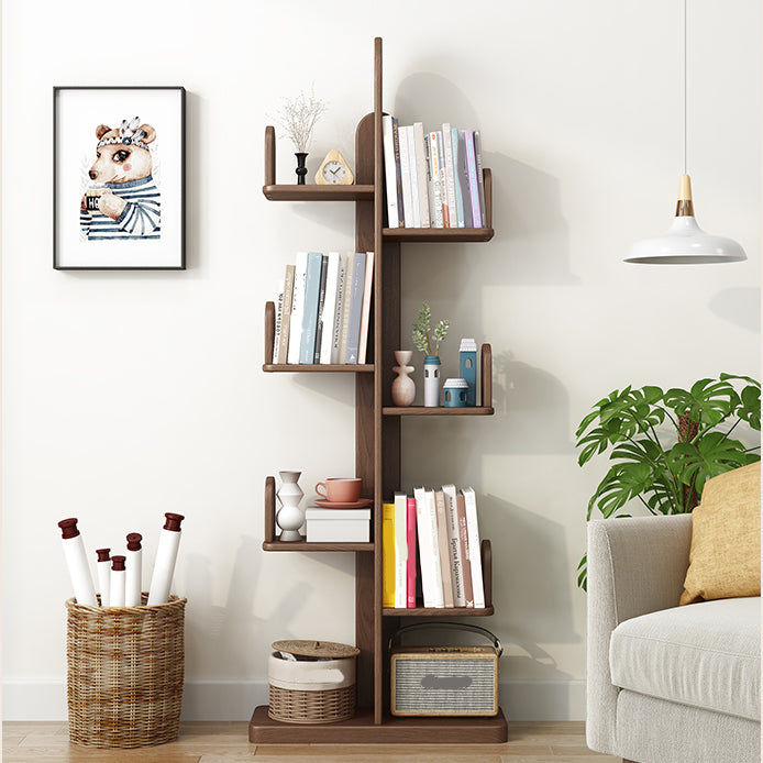 Modern Style Bookshelf Solid Wood Vertical Shelf Bookcase for Home