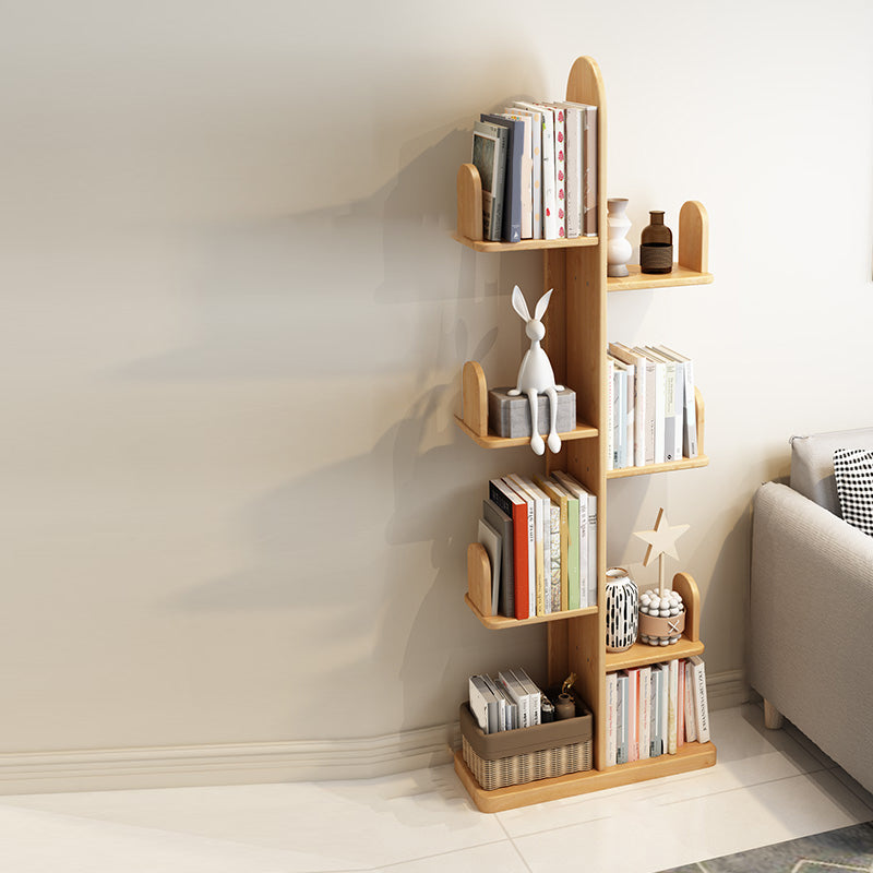 Modern Style Bookshelf Solid Wood Vertical Shelf Bookcase for Home