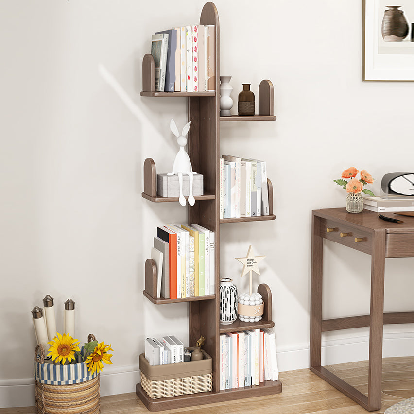 Modern Style Bookshelf Solid Wood Vertical Shelf Bookcase for Home