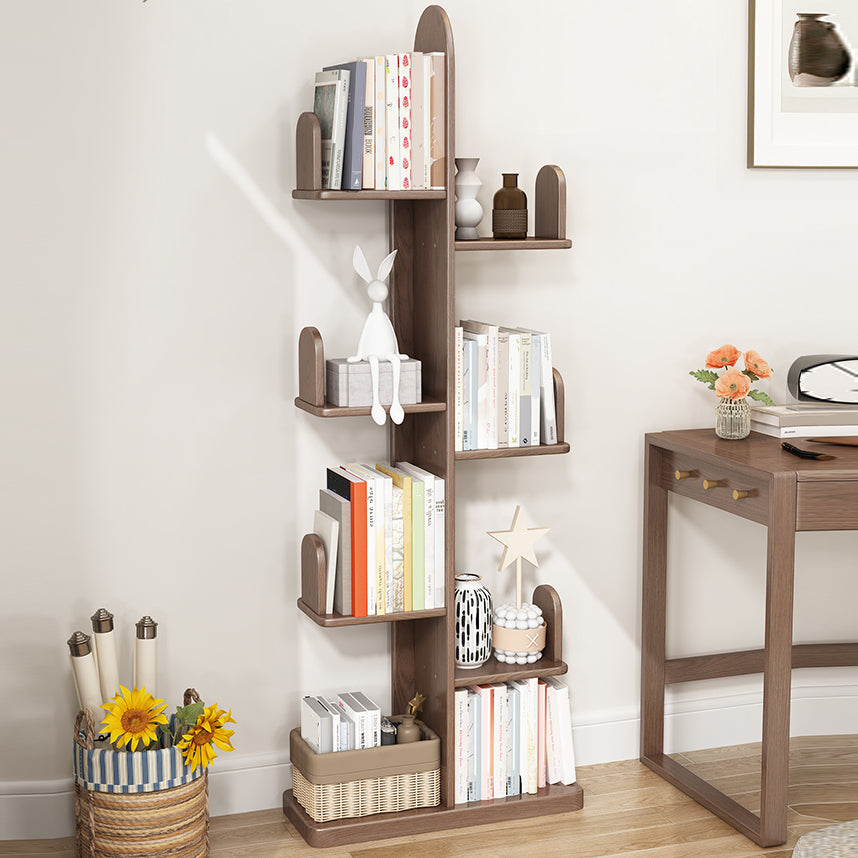 Modern Style Bookshelf Solid Wood Vertical Shelf Bookcase for Home