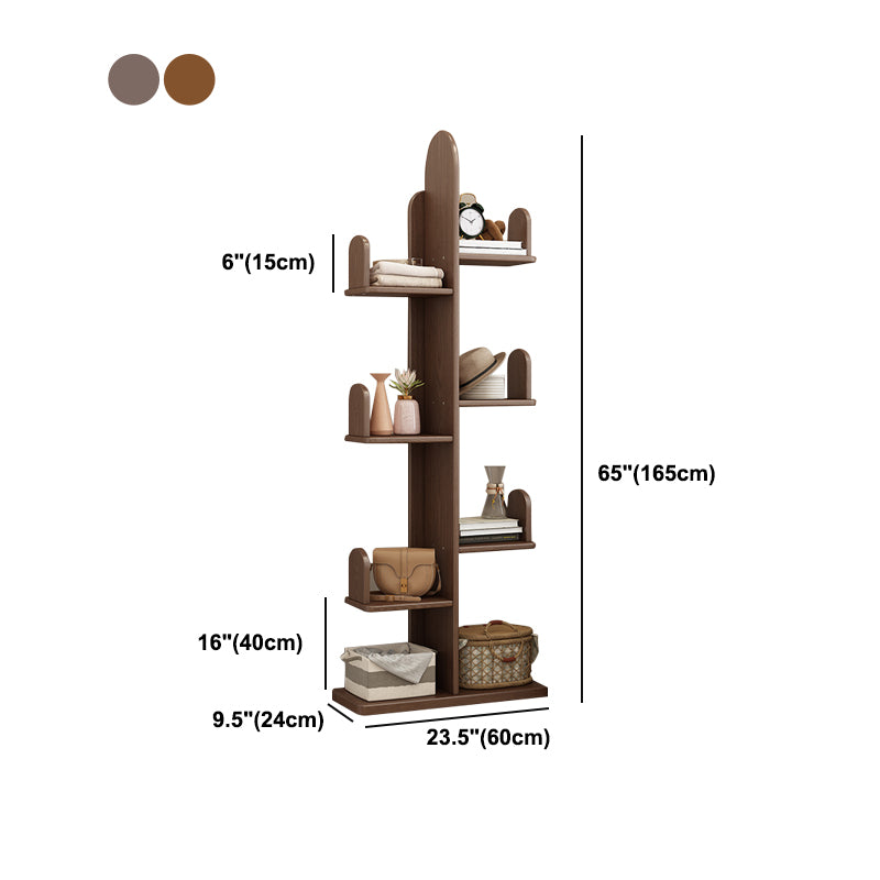 Modern Style Bookshelf Solid Wood Vertical Shelf Bookcase for Home