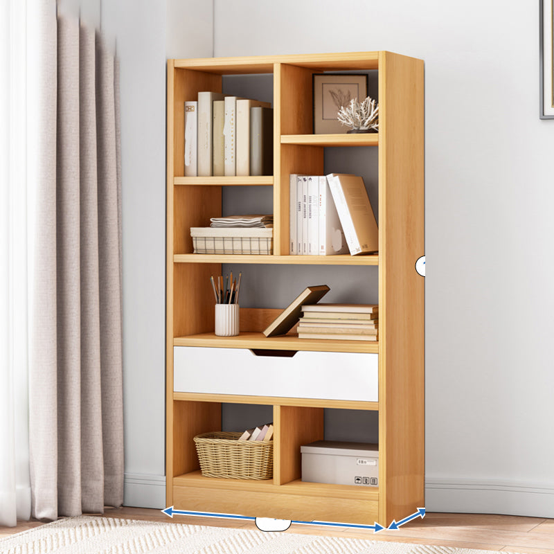 Manufactured Wood Standard Bookshelf Vertical Open Bookcase with Drawer