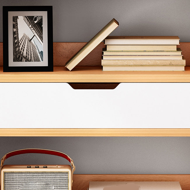 Manufactured Wood Standard Bookshelf Vertical Open Bookcase with Drawer