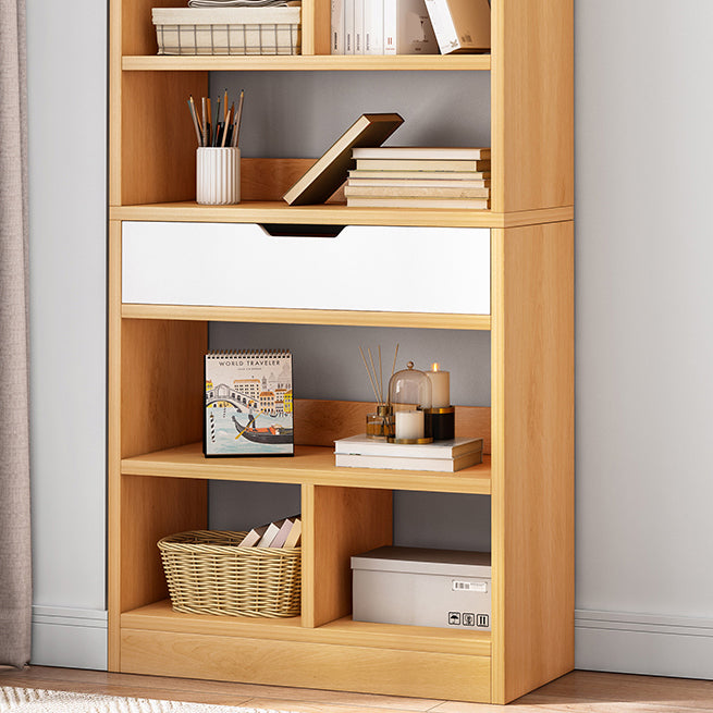 Manufactured Wood Standard Bookshelf Vertical Open Bookcase with Drawer