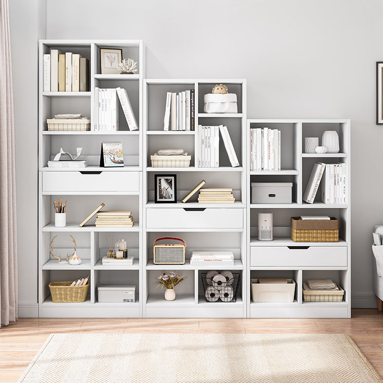 Manufactured Wood Standard Bookshelf Vertical Open Bookcase with Drawer