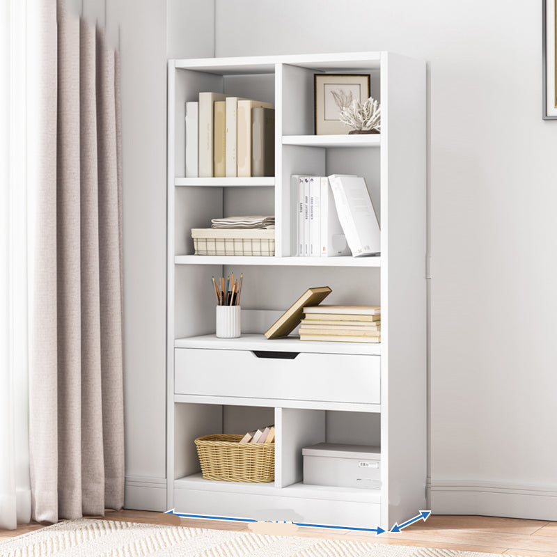 Manufactured Wood Standard Bookshelf Vertical Open Bookcase with Drawer