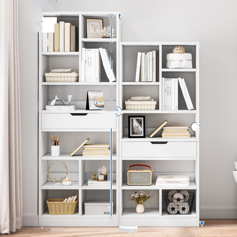 Manufactured Wood Standard Bookshelf Vertical Open Bookcase with Drawer