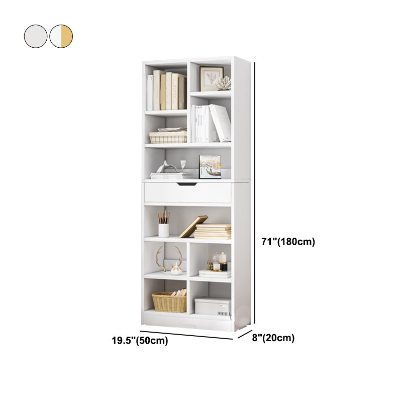 Manufactured Wood Standard Bookshelf Vertical Open Bookcase with Drawer