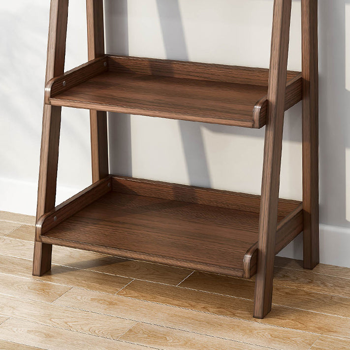 Modern Style Ladder Bookcase Open Back Solid Wood Bookshelf for Home
