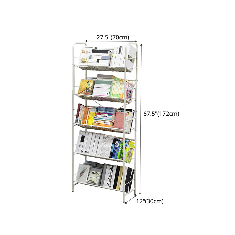 Modern Style Etagere Bookshelf Vertical Open Back Metal Bookcase for Home