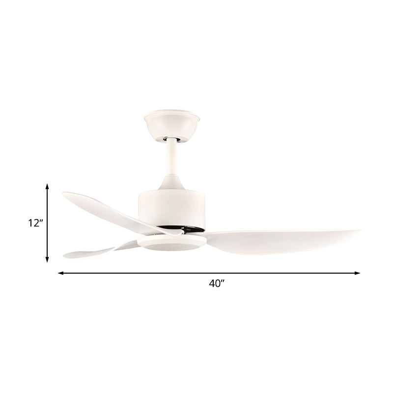 Weiße LED -Halbmontage -Beleuchtung Minimalismus Acrylrunde Anhängerlüfter mit 3 klaren Klingen für Wohnzimmer, 40 "breit