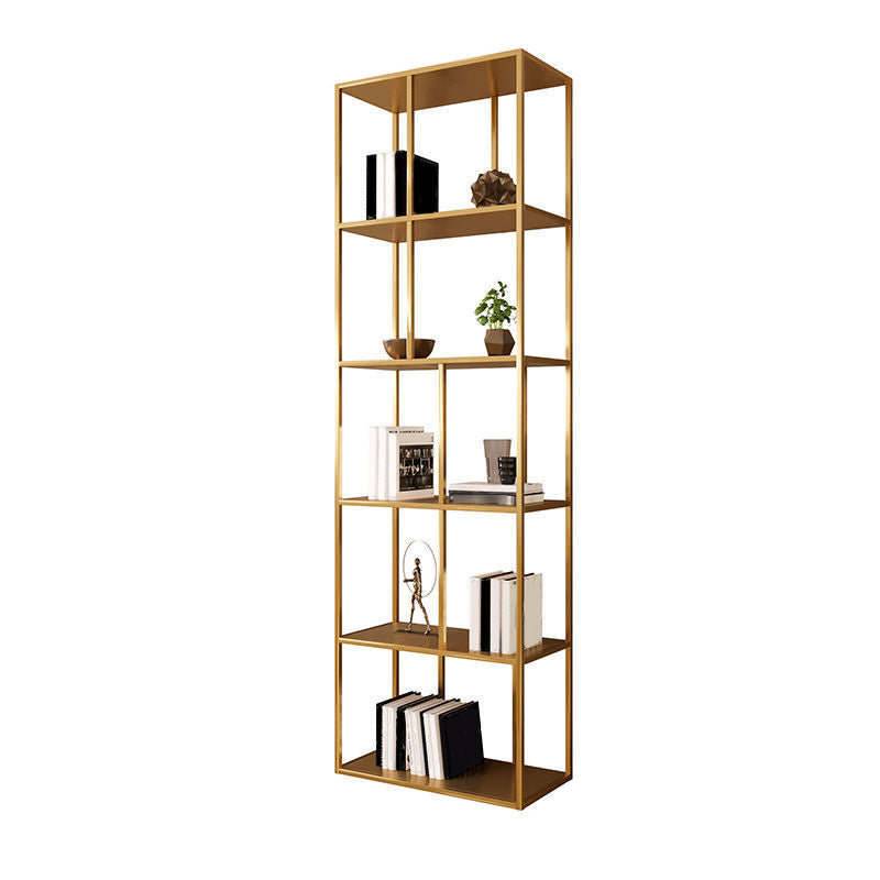Contemporary Iron Open Etagere Bookshelf Multi Shelf Vertical Bookcase for Study Room