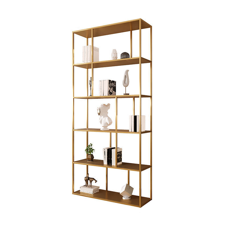 Contemporary Iron Open Etagere Bookshelf Multi Shelf Vertical Bookcase for Study Room