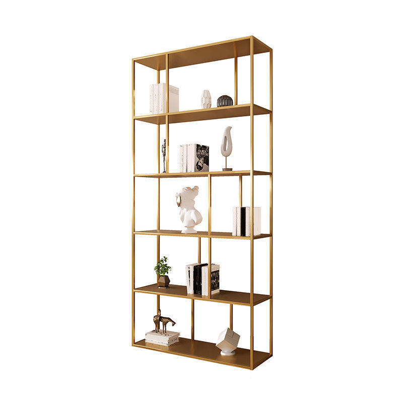 Contemporary Iron Open Etagere Bookshelf Multi Shelf Vertical Bookcase for Study Room