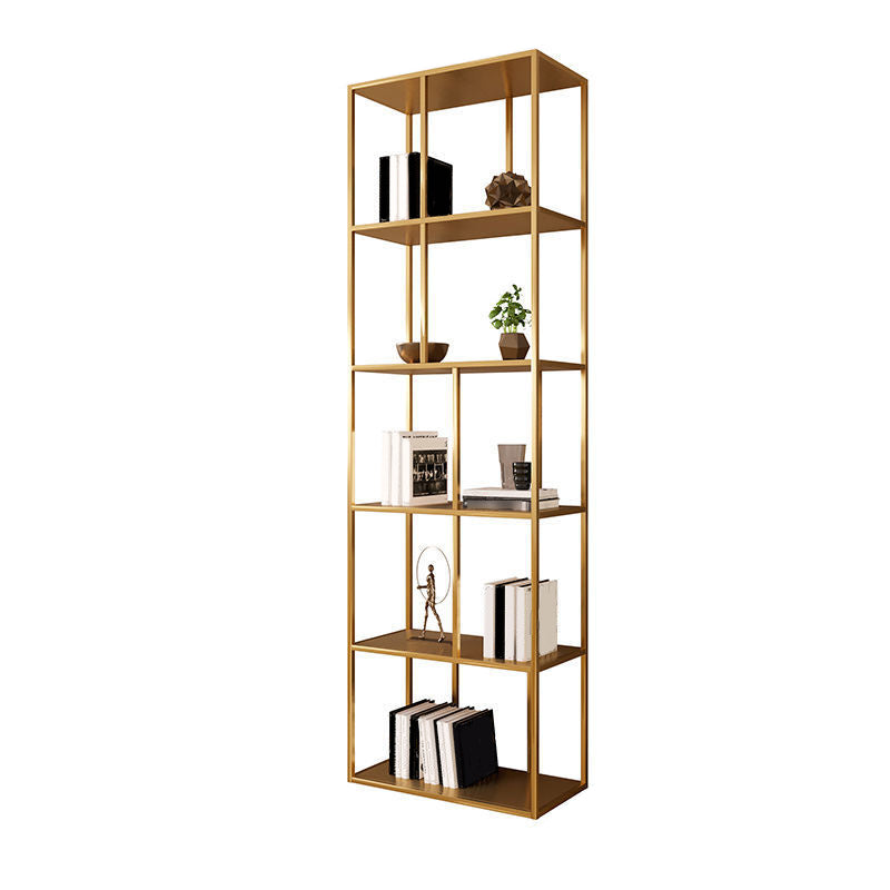 Contemporary Iron Open Etagere Bookshelf Multi Shelf Vertical Bookcase for Study Room