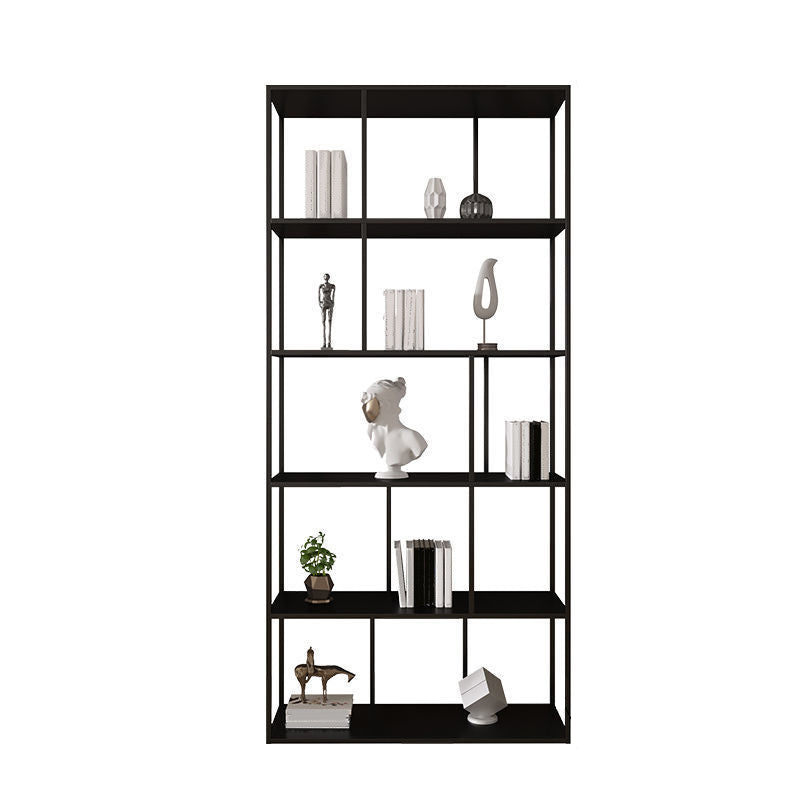 Contemporary Iron Open Etagere Bookshelf Multi Shelf Vertical Bookcase for Study Room