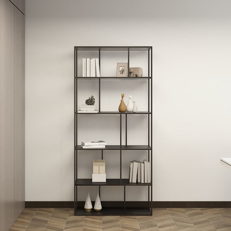 Contemporary Iron Open Etagere Bookshelf Multi Shelf Vertical Bookcase for Study Room