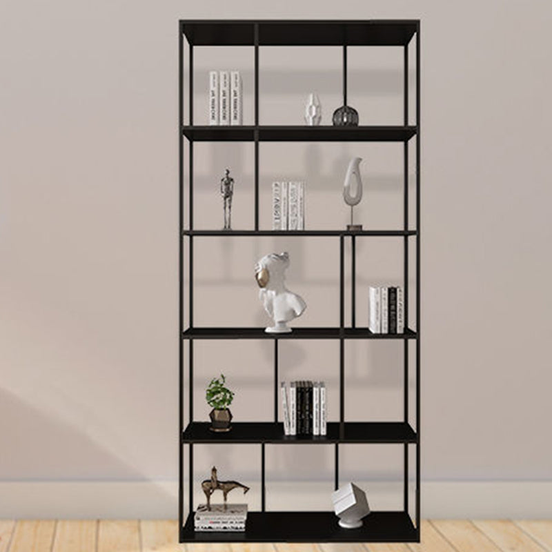 Contemporary Iron Open Etagere Bookshelf Multi Shelf Vertical Bookcase for Study Room