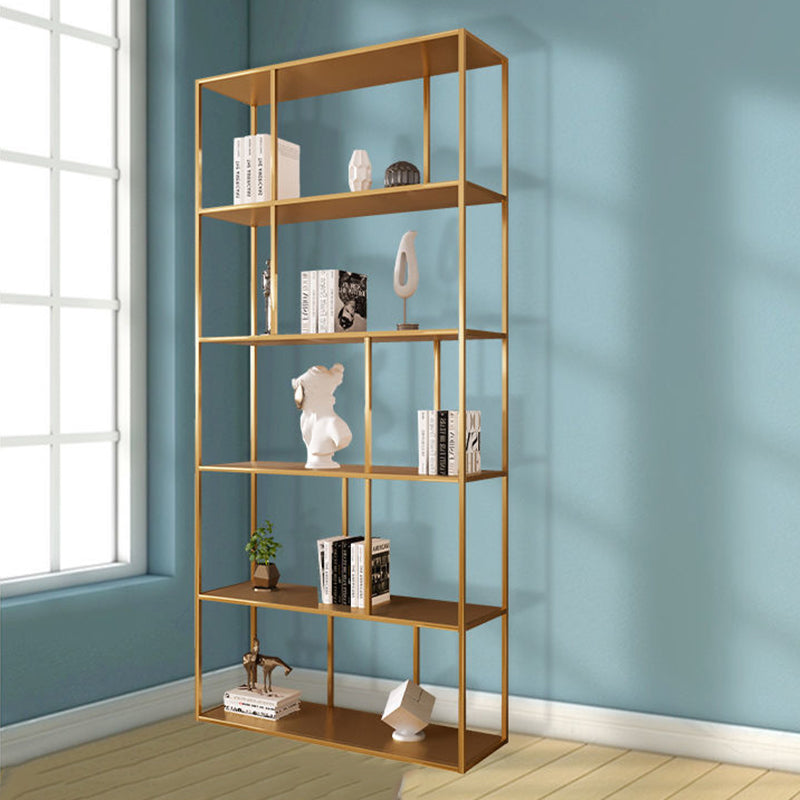 Contemporary Iron Open Etagere Bookshelf Multi Shelf Vertical Bookcase for Study Room