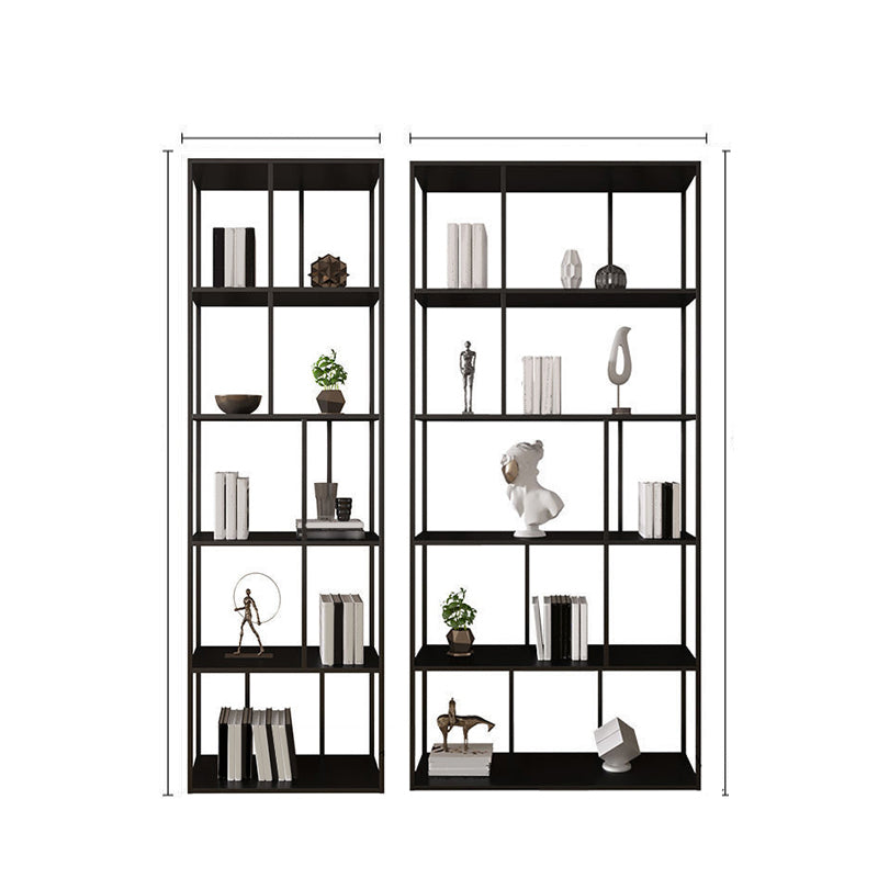 Contemporary Iron Open Etagere Bookshelf Multi Shelf Vertical Bookcase for Study Room