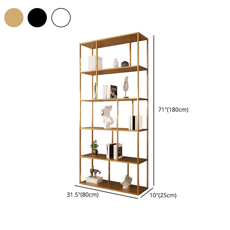 Contemporary Iron Open Etagere Bookshelf Multi Shelf Vertical Bookcase for Study Room