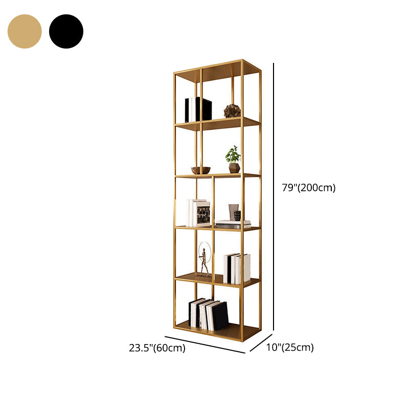 Contemporary Iron Open Etagere Bookshelf Multi Shelf Vertical Bookcase for Study Room