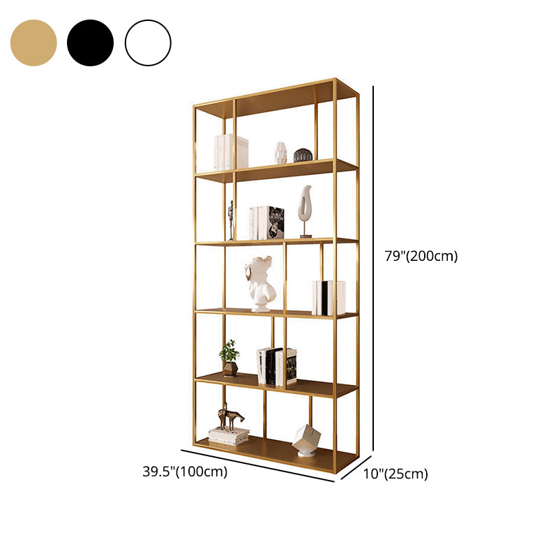 Contemporary Iron Open Etagere Bookshelf Multi Shelf Vertical Bookcase for Study Room