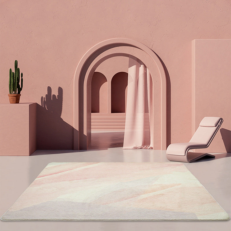 Light Pink Graphic Rug Polyester Modern Rug Washable Area Rug for Living Room