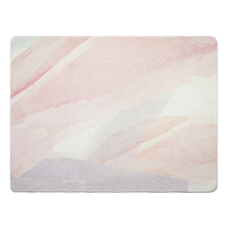Light Pink Graphic Rug Polyester Modern Rug Washable Area Rug for Living Room