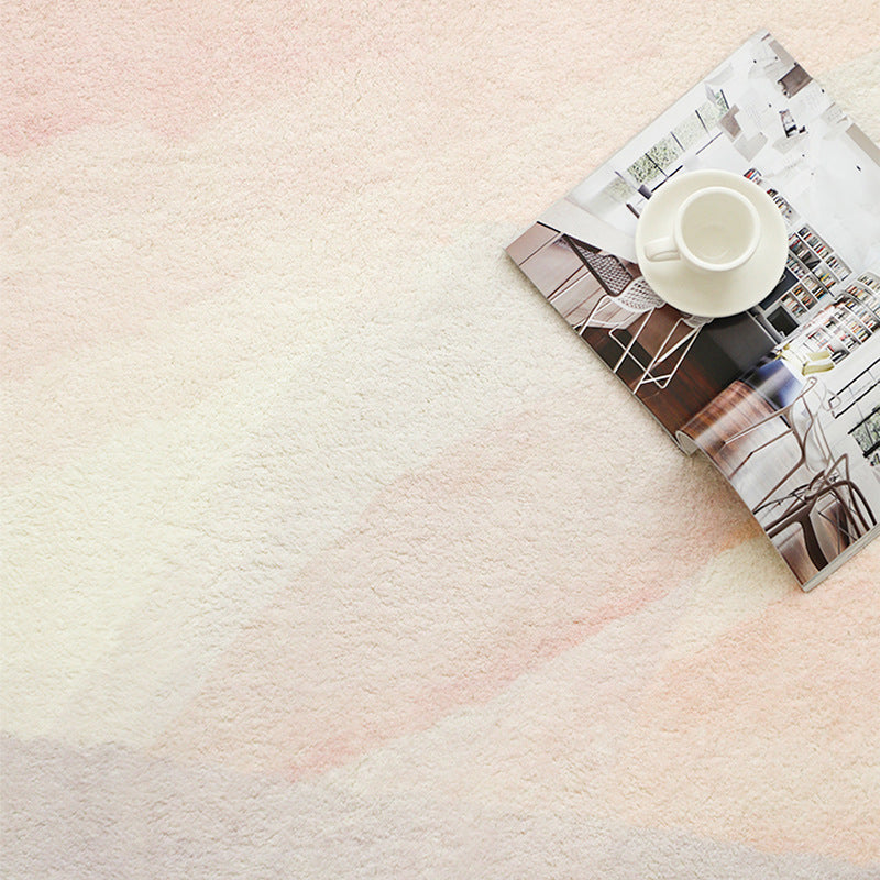 Light Pink Graphic Rug Polyester Modern Rug Washable Area Rug for Living Room
