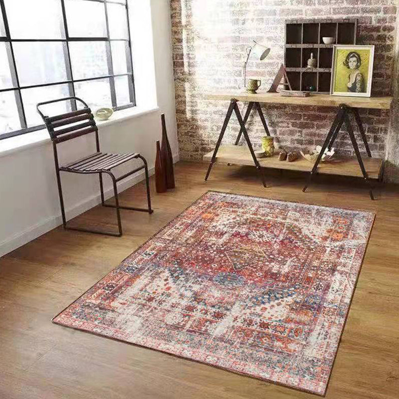 Orange Retro Rug Polyester Graphic Rug Washable Rug for Home Decor