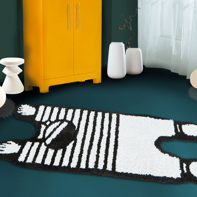 White Modern Rug Polyester Pattern Rug Stain Resistant Rug for Drawing Room