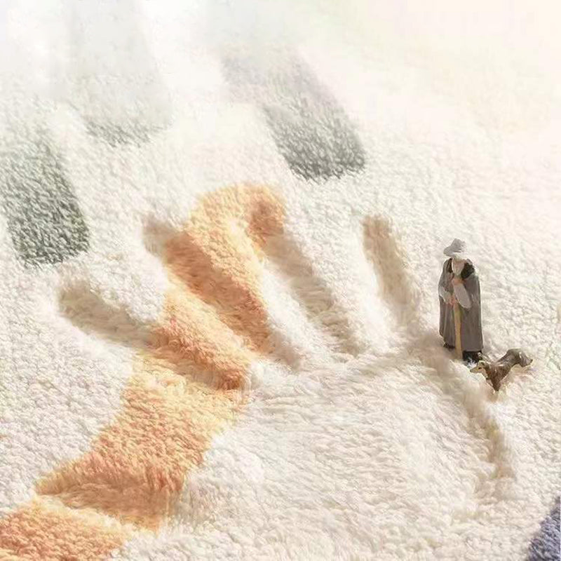 White Modern Rug Polyester Pattern Rug Stain Resistant Rug for Drawing Room