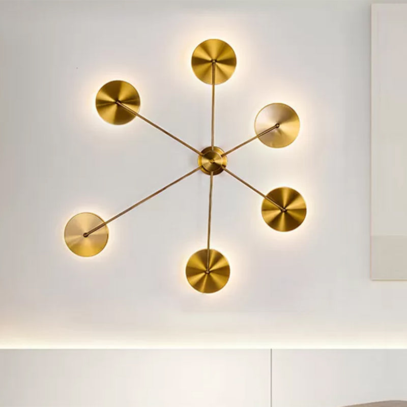 Golden Sputnik Design Wandleuchte Licht moderne LED -Metallwandlampe für Wohnzimmer, warme/weiße Beleuchtung