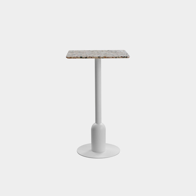 Industrial Steel Bar Dining Table Terrazzo Top Indoor Bistro Table with Single Pedestal