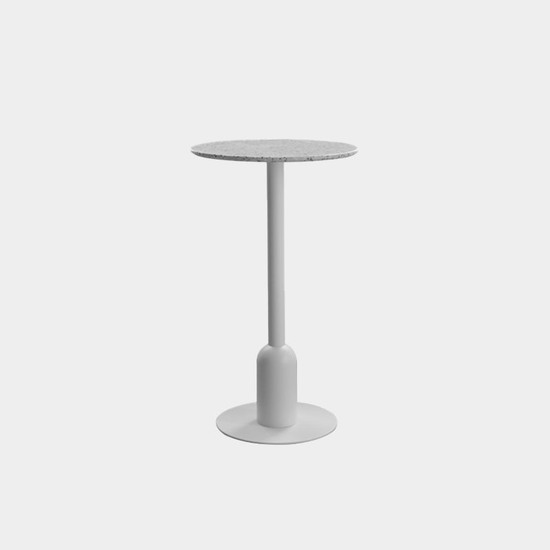 Industrial Steel Bar Dining Table Terrazzo Top Indoor Bistro Table with Single Pedestal