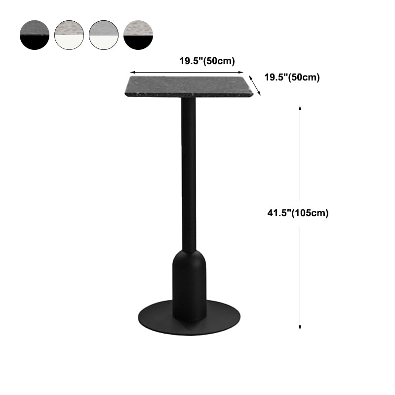 Industrial Steel Bar Dining Table Terrazzo Top Indoor Bistro Table with Single Pedestal