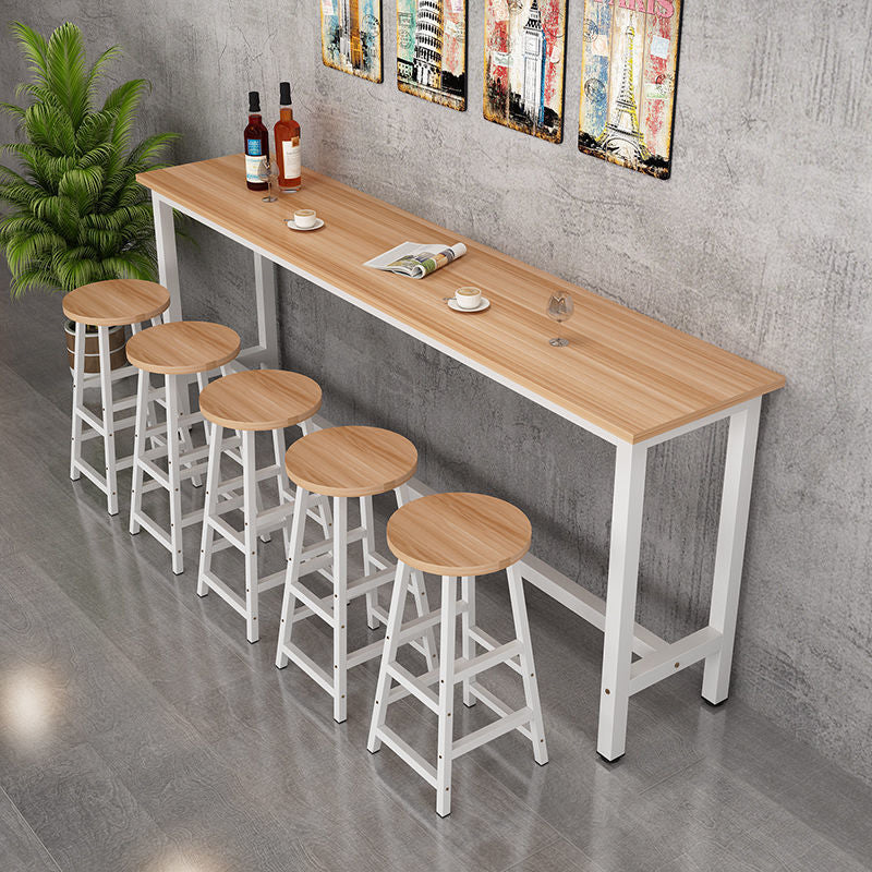 Contemporary Bar Table Rectangle Bar Dining Table with Trestle Base